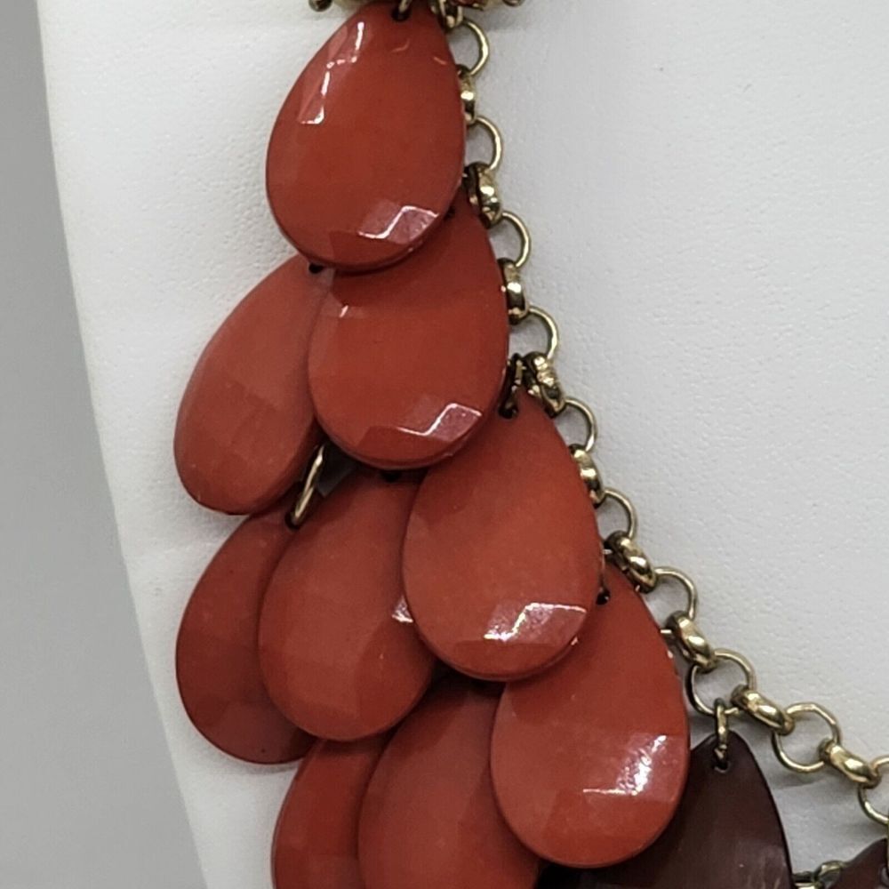 Tear Drop Bead‎ Statement Bib Necklace Gold Tone - Picture 3 of 8